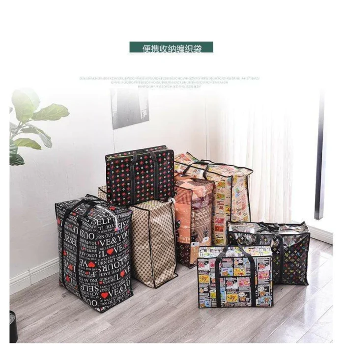 SAKO BAG / ECO BAG / STORAGE BAG Zipper Bag, Random Design Lb01 size 90 / 60 30 Lb02 size 80/ 60 / 26 Lb03 size 70 / 55 / 23 Lb04 size 60  45  20 Lb05 size 50  35  20 - Image 2